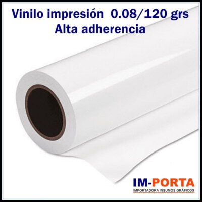 Vinilo Blanco impresión Alto tack 0.80mic/120grs.