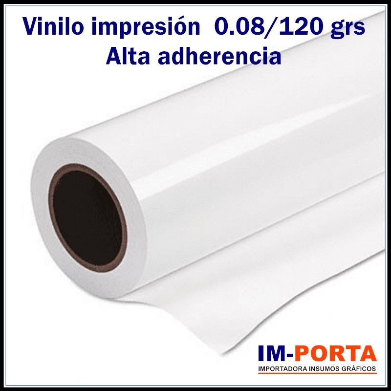 Vinilo Blanco impresión Alto tack 0.80mic/120grs.