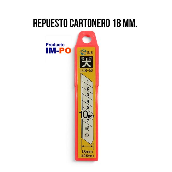 Repuestos cartoneros alt. 9 /18mm